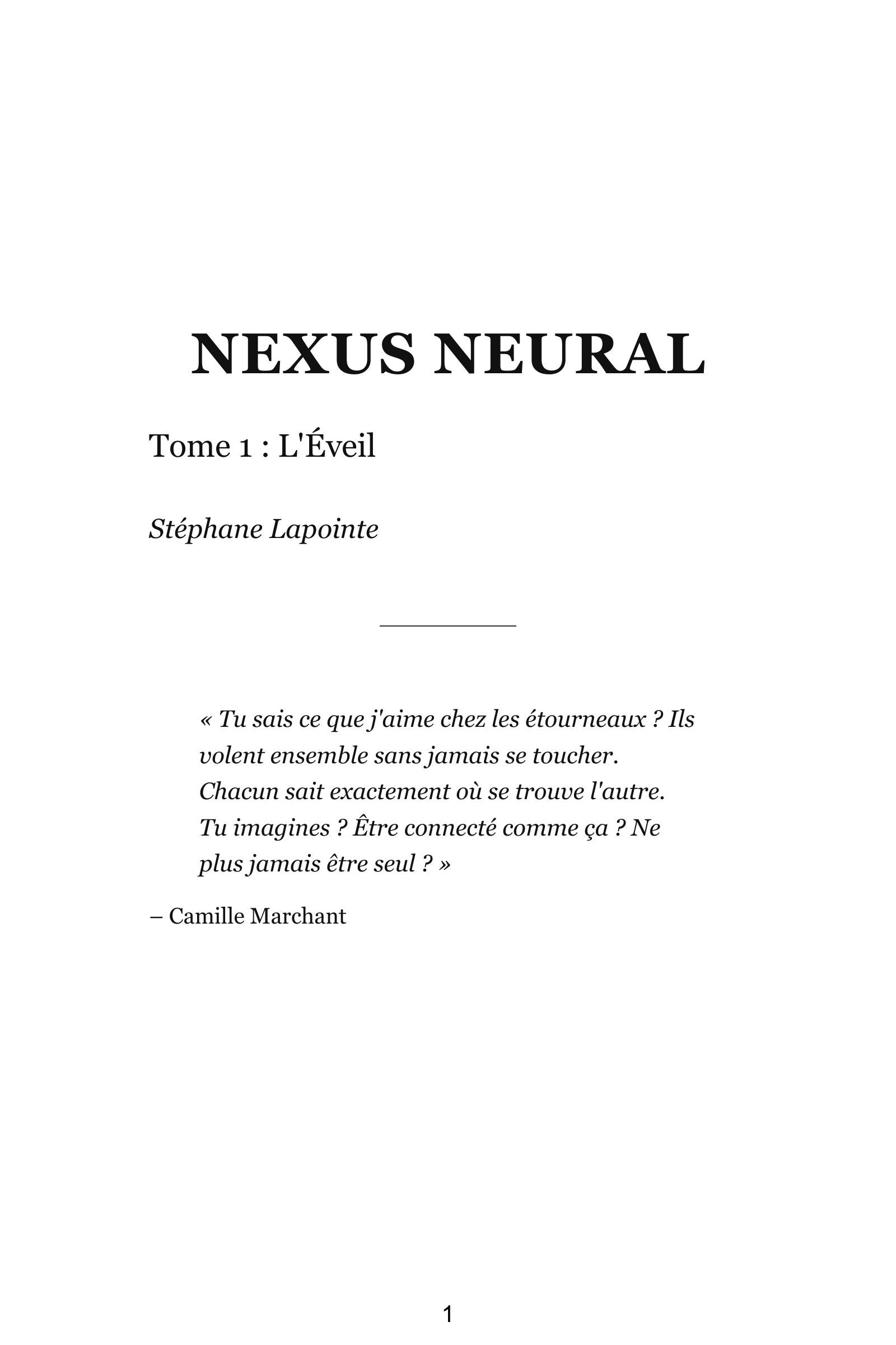 Page 2 de l'extrait de Nexus Neural : Tome 1 - L'Éveil