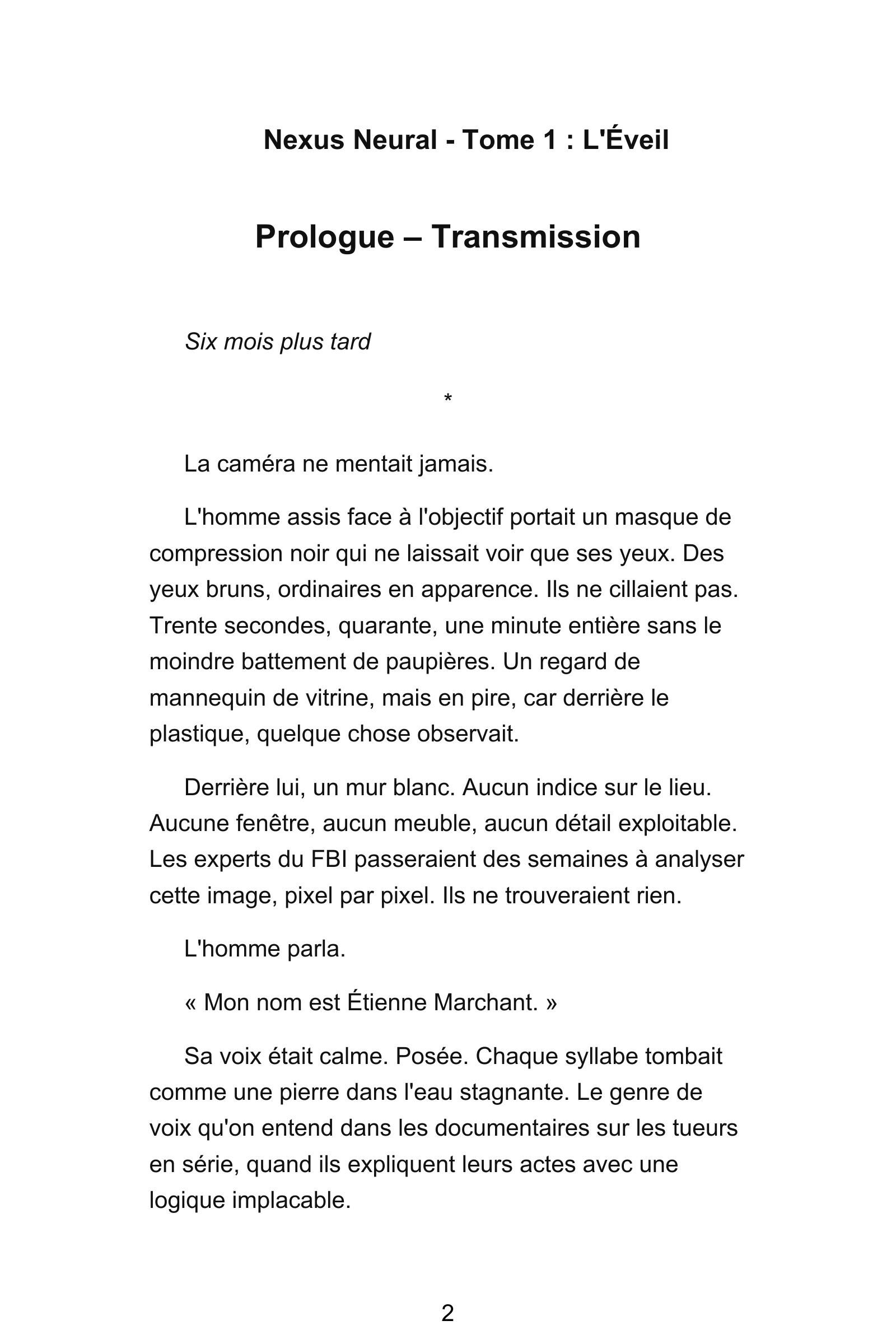 Page 3 de l'extrait de Nexus Neural : Tome 1 - L'Éveil