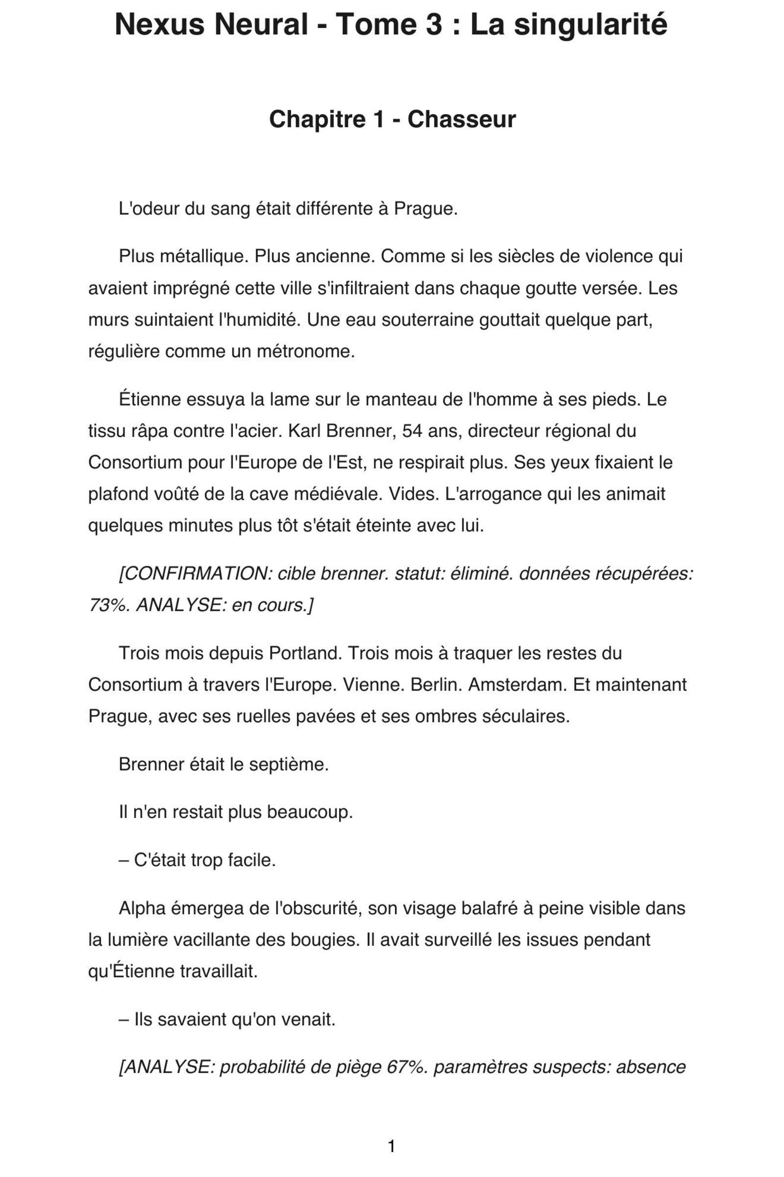 Page 3 de l'extrait de Nexus Neural : Tome 3 - La Singularité